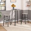Bar Stools, Set of 2 Round Bar Chairs with Footrest, 24.4 Inch Kitchen Breakfast Bar Stools - Image 4