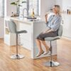 Grey Bar Stools Set of 2, PU Leather Bar Chairs with Backrest, Height Adjustable Swivel Island Stools for Bar - Image 4
