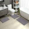 3 Pieces Bathroom Rugs, Ultra Soft Non Slip Absorbent Chenille Toilet Bath Mat Set (Grey) - Image 4