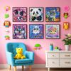 6 Pack Diamond Art Kits for Kids, Cartoon Animals DIY Diamond Painting Kits 6X6 inch - Image 3