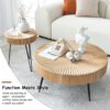 2-Piece Modern Farmhouse Living Room Coffee Table Set, Nesting Table Round - Image 3