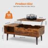 Coffee Table, Lift Top Coffee Tables for Living Room, Small Rising Wooden Dining Center Tables with Storage Shelf and Hidden Compartment - Image 3