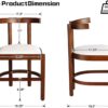 Farmhouse Linen Dining Chairs Set of 4, Upholstered Fabric Kitchen Chairs with Walnut Solid Wood Frame & Curved Back - Image 3