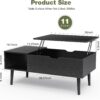 OLIXIS Wood Lift Top Coffee Table with Hidden Compartment and Large Storage Shelf - Image 3