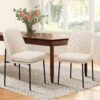 Modern Dining Chairs Set of 4, Fabric Upholstered Dining Room Chairs Dinner Chair Stylish Kitchen Chairs with Curved Back and Metal Legs - Image 3