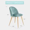 Upholstered Velvet Dining Chair Mid Back Armless with Wood Legs for Home Kitchen Bedroom Living Room - Image 3