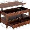 Coffee Table, Lift Top Coffee Table with Drawers and Hidden Compartment - Image 3