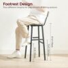 Bar Stools, Set of 2 Round Bar Chairs, 28 Inches BarStools with Back, Breakfast Bar Chairs with Footrest, Counter Bar Stools - Image 3