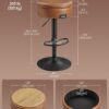 Collection - 360° Swivel Bar Stool, Height Adjustable Barstool with Storage, Synthetic Leather with Stitching - Image 3
