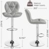 Grey Bar Stools Set of 2, PU Leather Bar Chairs with Backrest, Height Adjustable Swivel Island Stools for Bar - Image 3