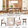 Wooden Dining Chairs Set of 6, Modern Fabric Upholstered Dining Room Chair, Farmhouse Kitchen Side Chairs with Foot Pegs - Image 2