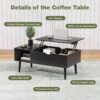 OLIXIS Wood Lift Top Coffee Table with Hidden Compartment and Large Storage Shelf - Image 2