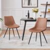 Dining Chairs Set of 2 Upholstered Modern Dining Room Chairs Mid Century Faux Leather Kitchen Chairs - Image 2