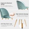 Upholstered Velvet Dining Chair Mid Back Armless with Wood Legs for Home Kitchen Bedroom Living Room - Image 2