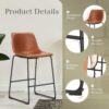 26 Inch Counter Height Bar Stools Set of 4, Modern Faux Leather High Barstools with Back and Metal Leg, Bar Chairs for Kitchen lsland - Image 2