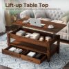 Coffee Table, Lift Top Coffee Table with Drawers and Hidden Compartment - Image 2