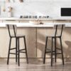 Bar Stools, Set of 2 Round Bar Chairs, 28 Inches BarStools with Back, Breakfast Bar Chairs with Footrest, Counter Bar Stools - Image 2