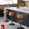 Collection - 360° Swivel Bar Stool, Height Adjustable Barstool with Storage, Synthetic Leather with Stitching - Image 2