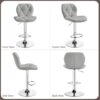 Grey Bar Stools Set of 2, PU Leather Bar Chairs with Backrest, Height Adjustable Swivel Island Stools for Bar - Image 2