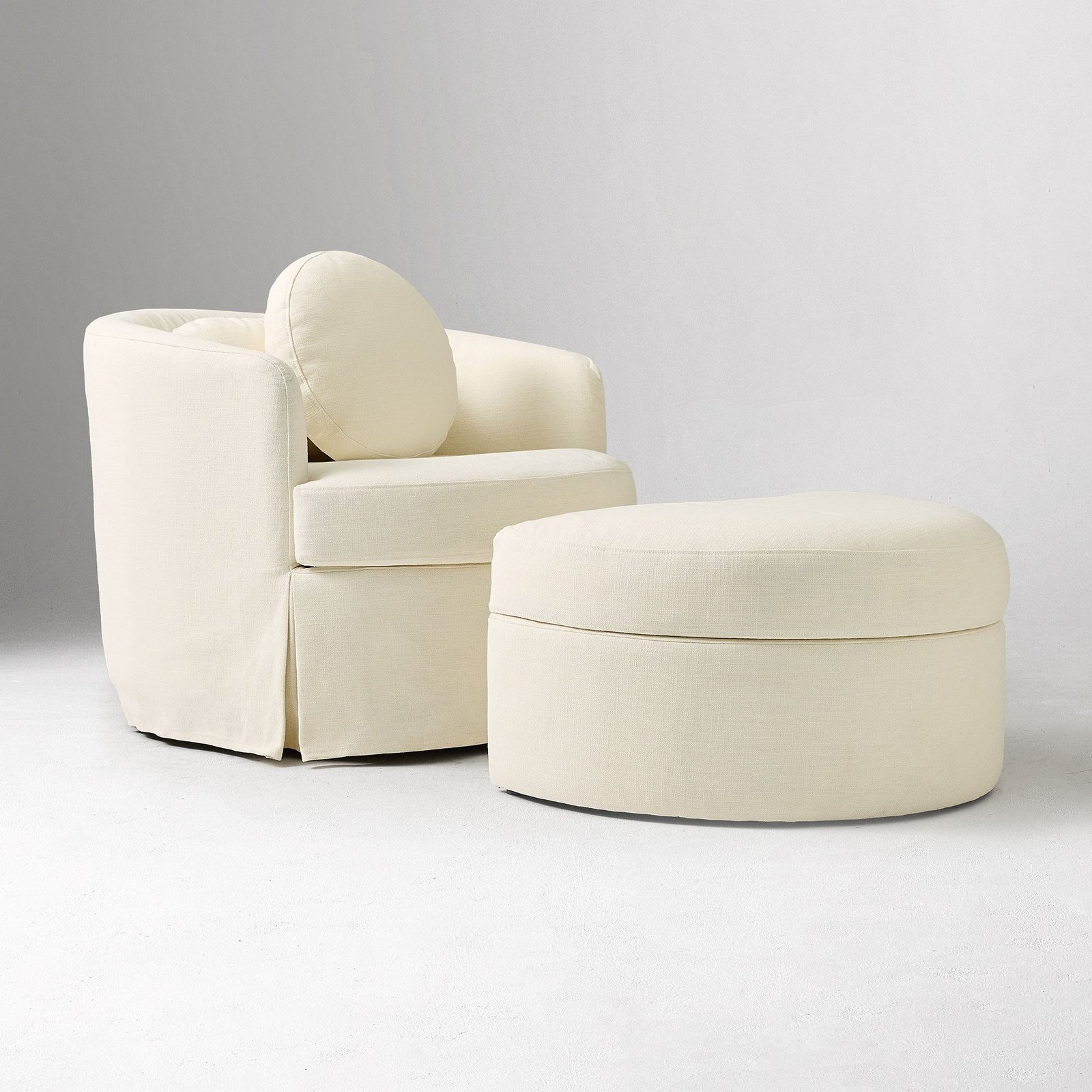 Round Upholstered Storage Ottoman with Hidden Compartment for Living Room Organization