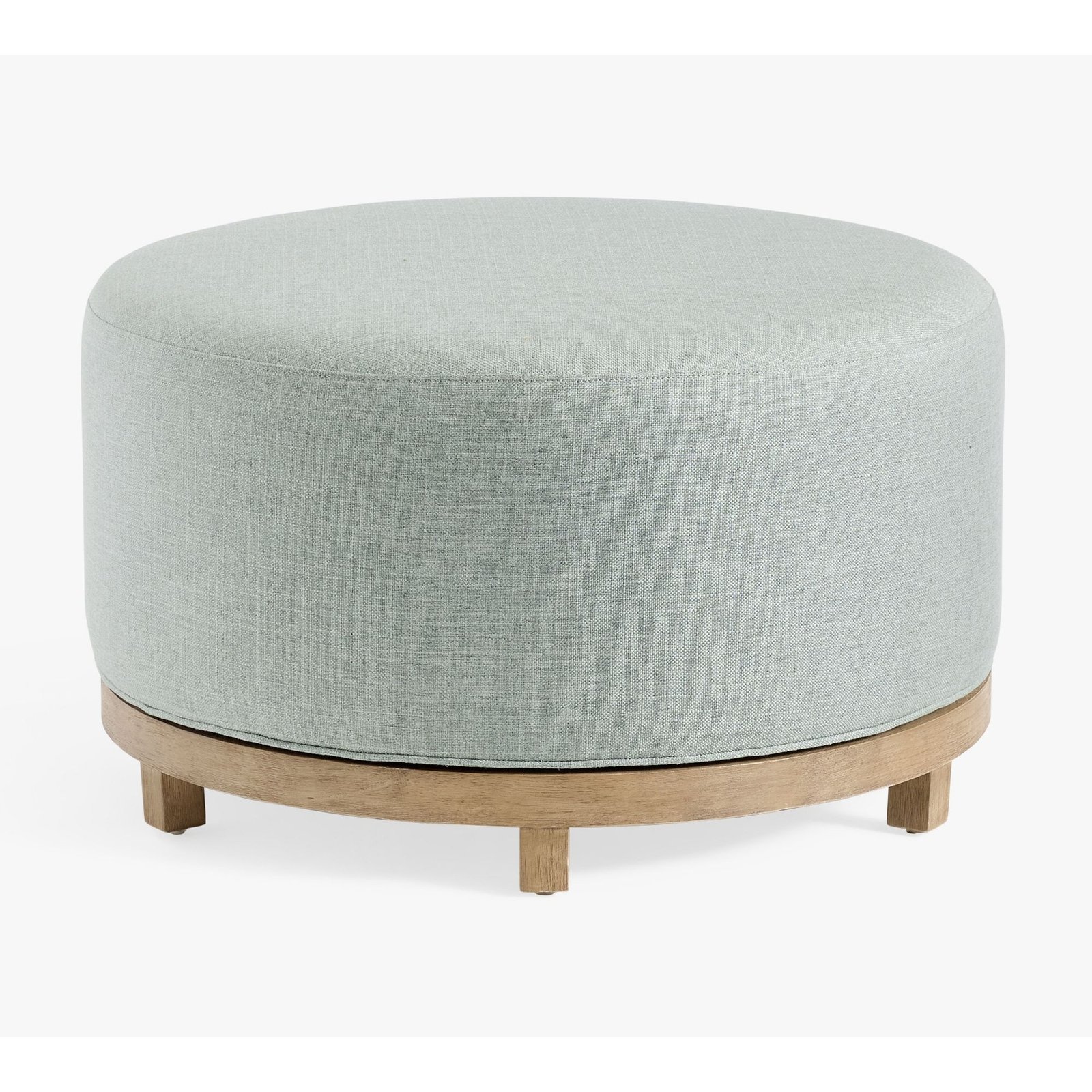 Round Upholstered Swivel Ottoman with Wood Base for Versatile Living Spaces