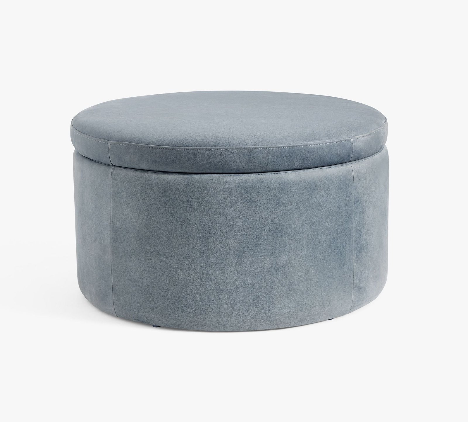 Round Leather Storage Ottoman with Hidden Compartment for Stylish Home Organization