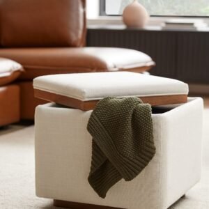 Square Storage Ottoman with Wood Lid for Stylish Home Organization Solutions