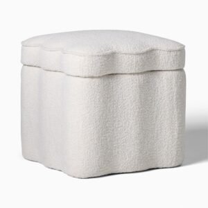 Scalloped Storage Ottoman with Upholstered Seat for Stylish Home Organization Solutions