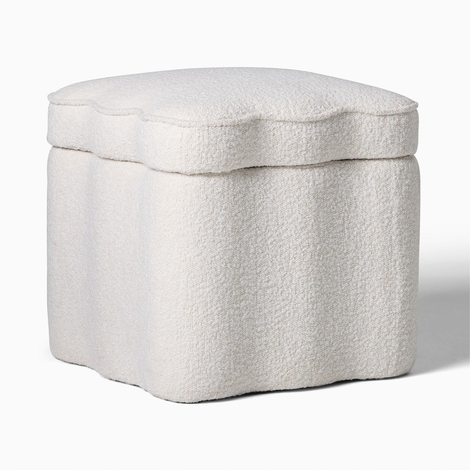 Scalloped Storage Ottoman with Upholstered Seat for Stylish Home Organization Solutions